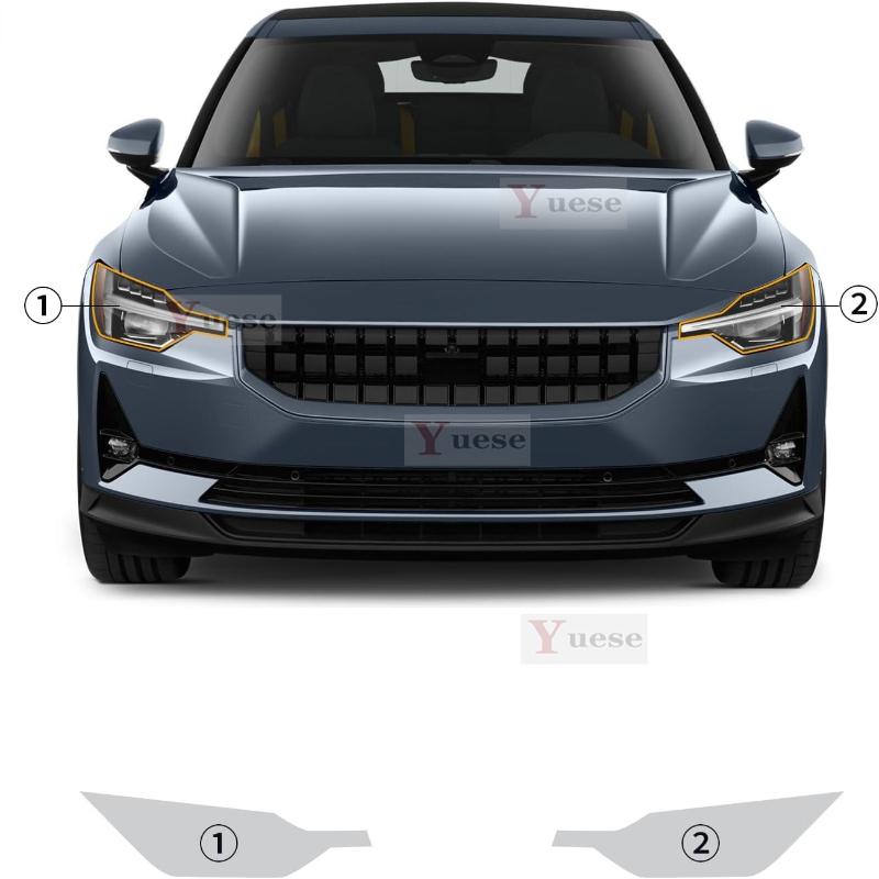 Pour Polaris -2024 2 Pièces Film Protecteur de Phare de Voiture Transparent Fumé Noir Autocollant TPU