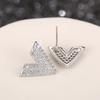 V Shape Stud Earrings for Women Sparkly Pave Set Geometric Earrings Minimalist Daily Fashion Jewelry