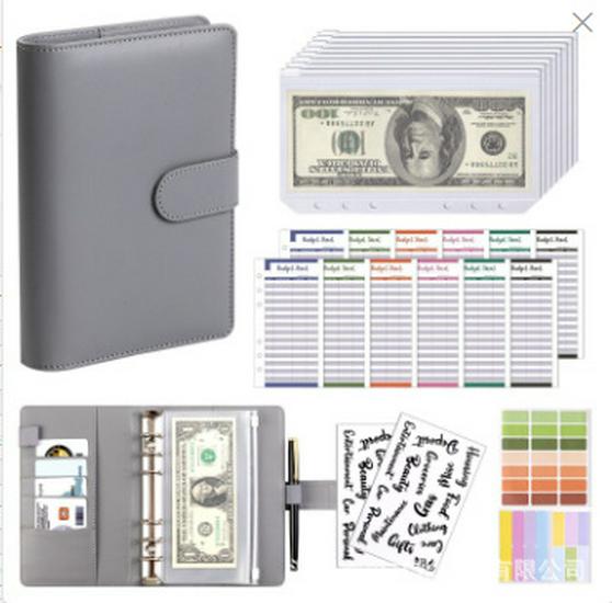 A6 Macaron PU Leather Zipper Budget Notebook with Detachable Loose-Leaf Pages