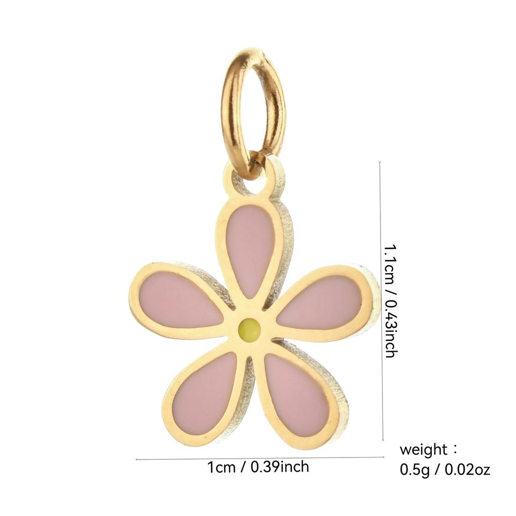 Colorful Temperament Stainless Steel Coconut Tree and Flower Pendant for Jewelry and Keychains
