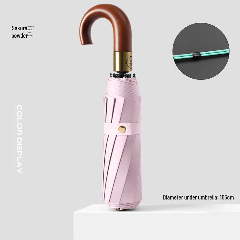 Folding Umbrella with Wooden Handle