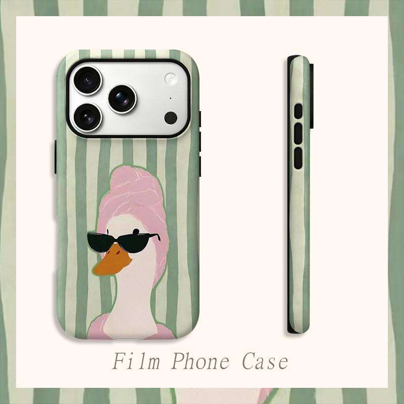 Humorous Cool Striped Duck Sunglasses Art Film Aesthetic Protective Shockproof Bumper Phone Case Cover For iPhone 14 15 16 Pro Max Plus