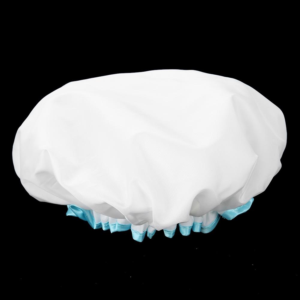 Adult Double Layer Waterproof Shower Cap Thicken Elastic Women Bath Cap Hat Large