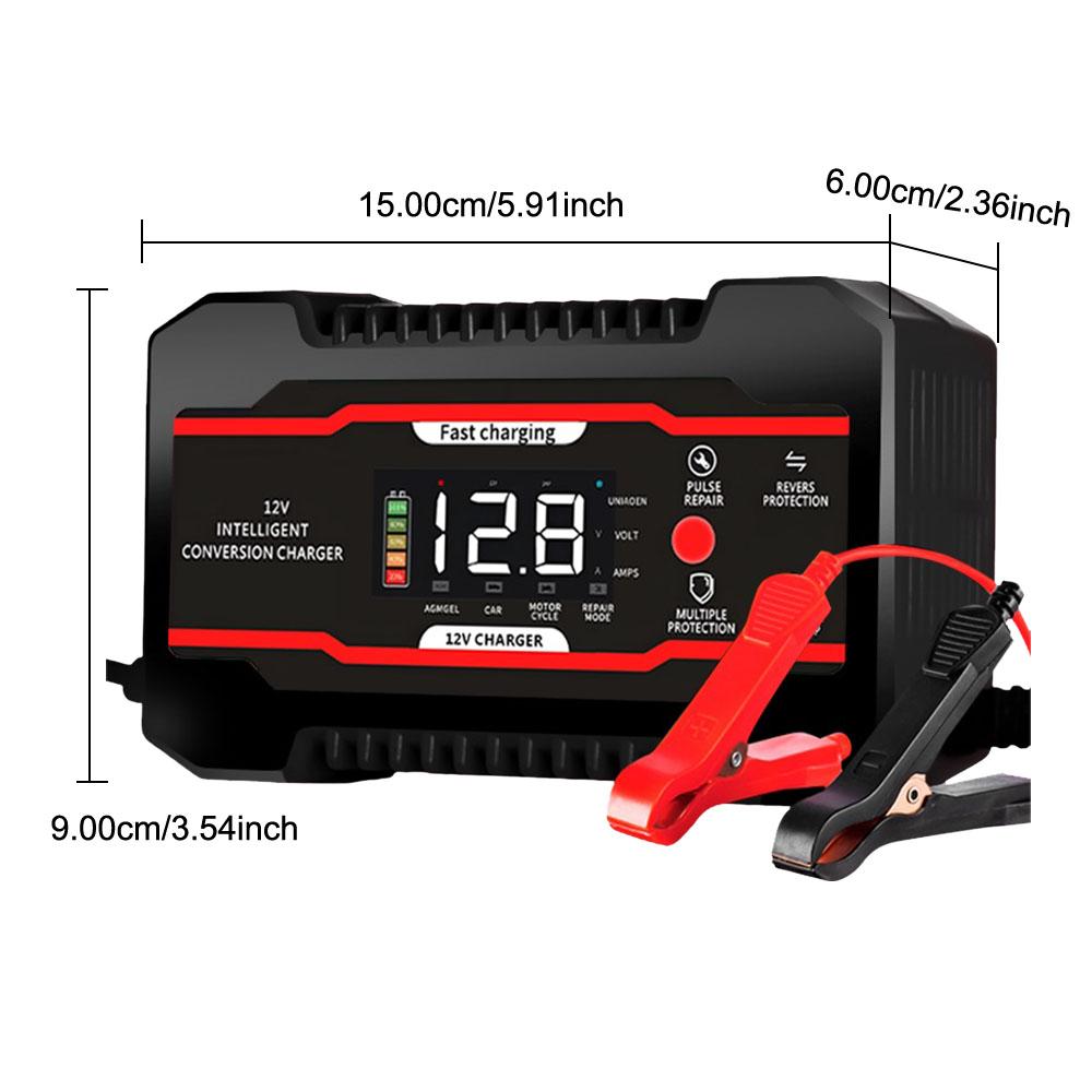 EU/US Plug Battery Maintenance Digital LCD Display 12V 6A Universal Start-Stop Car Battery Charger Multiple Protection