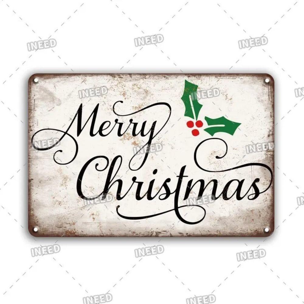 Vintage Christmas Metal Tin Sign Home Festive Wall Decor