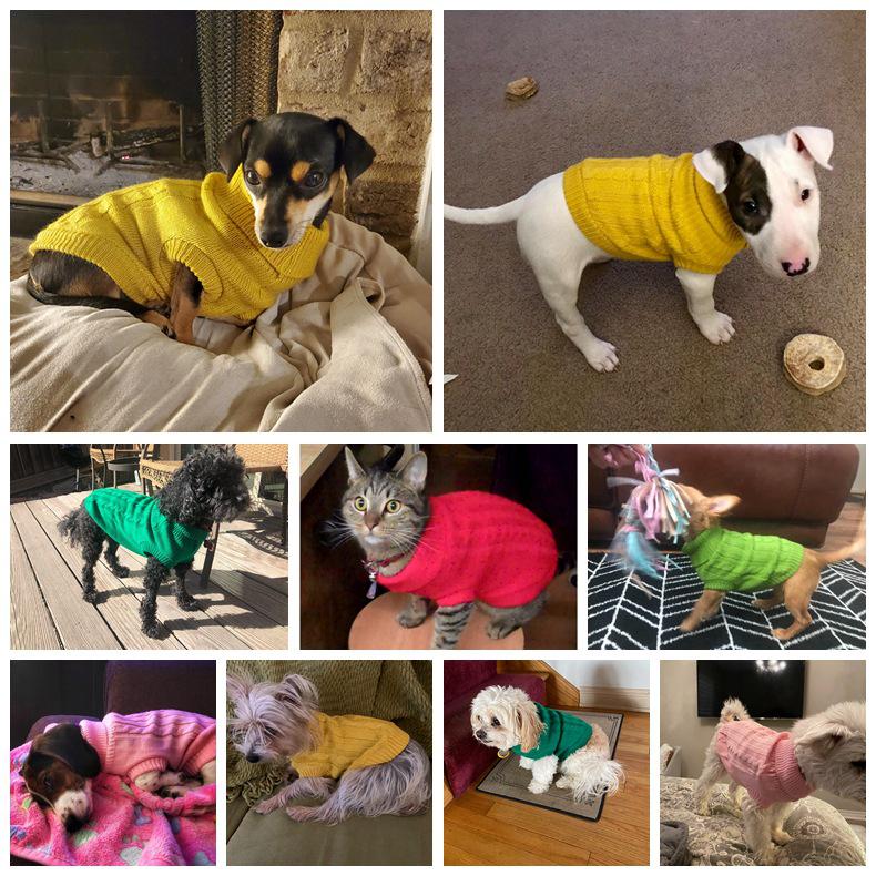 Solid Color High Neck Aran Cable Knit Sweater for Large Dogs