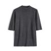 Women Korean Solid Color Mock Neck Knit Sweater Half‑Sleeve Slim Fit Pullover Base Layer Top Spring Autumn 2024
