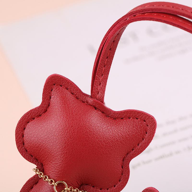 Pu Leather Cat Pendant Keychain Cute Animal Keyring Women Bag Charm Handbag Hanging Decoration For Girl Gifts