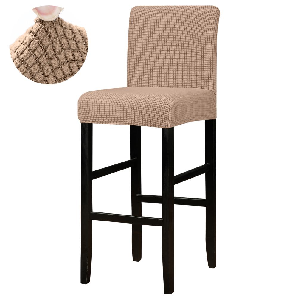 Solid Bar Chair Cover Short Back Bar Stool Slipcover For Hotel Banquet Dining Room Small Size Seat Protector