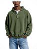 2025 European & American Men's Solid Color Hooded Sweatshirt - Three-Button, Loose Fit, Long Sleeve Jacket for Spring & Autumn