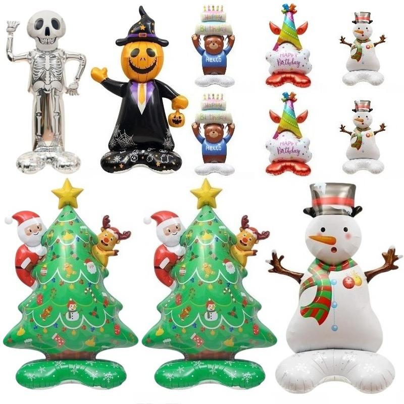 Standing Christmas Tree Aluminum Balloon Christmas Party Decoration Santa Claus Theme Decoration New Year Party Decoration