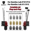 Komplette Hotend-Baugruppe Hotend für Bambu Lab X1 X1C P1P P1S mit Lüfter-Upgrade 2.0 mit Düse Kompletter Bambus Lab X1 Carbon