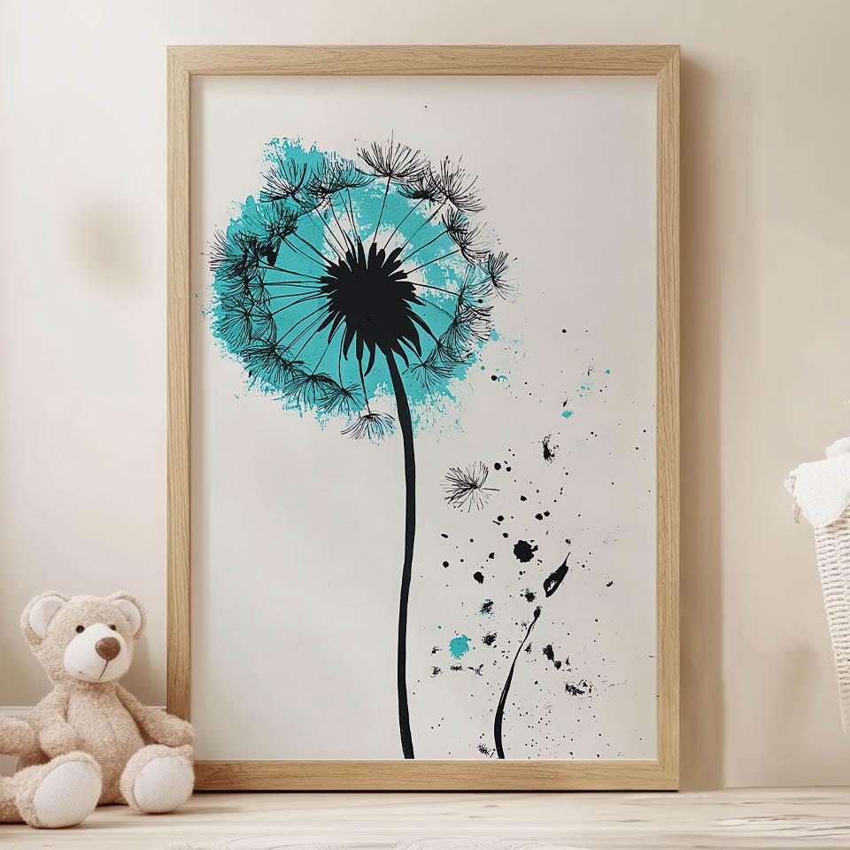 Poster Delicate Dandelion In Motion Poster Delicate Dandelion In Motion, 50X70 Cm, Frameless, Matte Paper 230 Gsm