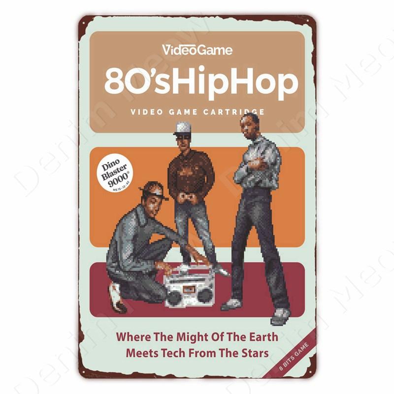 Klassieke Pixel Games Vintage Retro Metalen Tinnen Bord Oud Spellen Kunst Poster Ruimte Pixel Game Plaque voor Thuis Kamer Club Bar Muurdeco