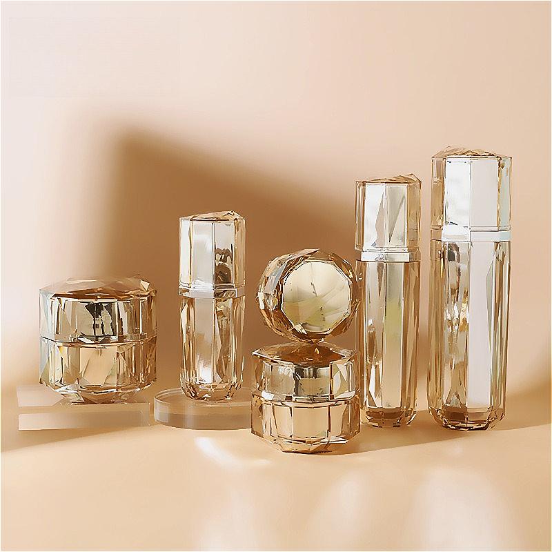 Acrylic Diamond Set Bottle Cosmetic 30/50/100ml Press Essence Lotion Dispensing Bottle 15/30/50g Acrylic Cream Bottle