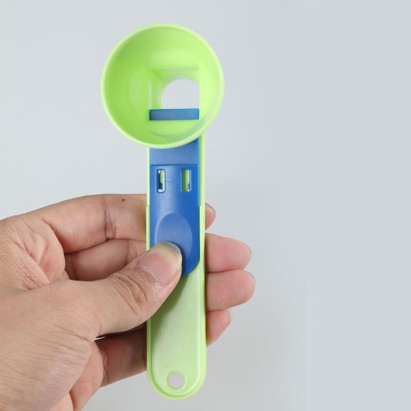 Plastic Measuring Spoon Funnel for Protein Powder Cooking Ingredient Sliding Scooper with Long Handle Kitchen Tool