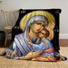 Virgin Mary and Child Religious Icon ArtFlannel Blanket for Bedroom, Living Room, Sofa, and Nap
