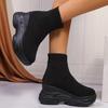 Fashion Chunky Platform Knitted Sneakers for Women High Top Comfortable Sports Shoes Woman Thick Bottom Elastic Slip On Socks Sneakers