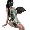 Ruo Lan Chinese-Style Pearl Backless Qipao Lingerie with Slit