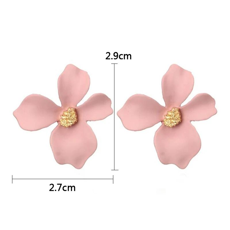 Sweet Flower Earrings For Women Fresh Four-petal Stereo Flower Stud Earrings Fashion Temperament 5 Colors Flower Earring