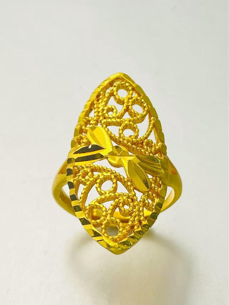 24K Gold Plated Adjustable Brass Ring - Personalized High-End Design