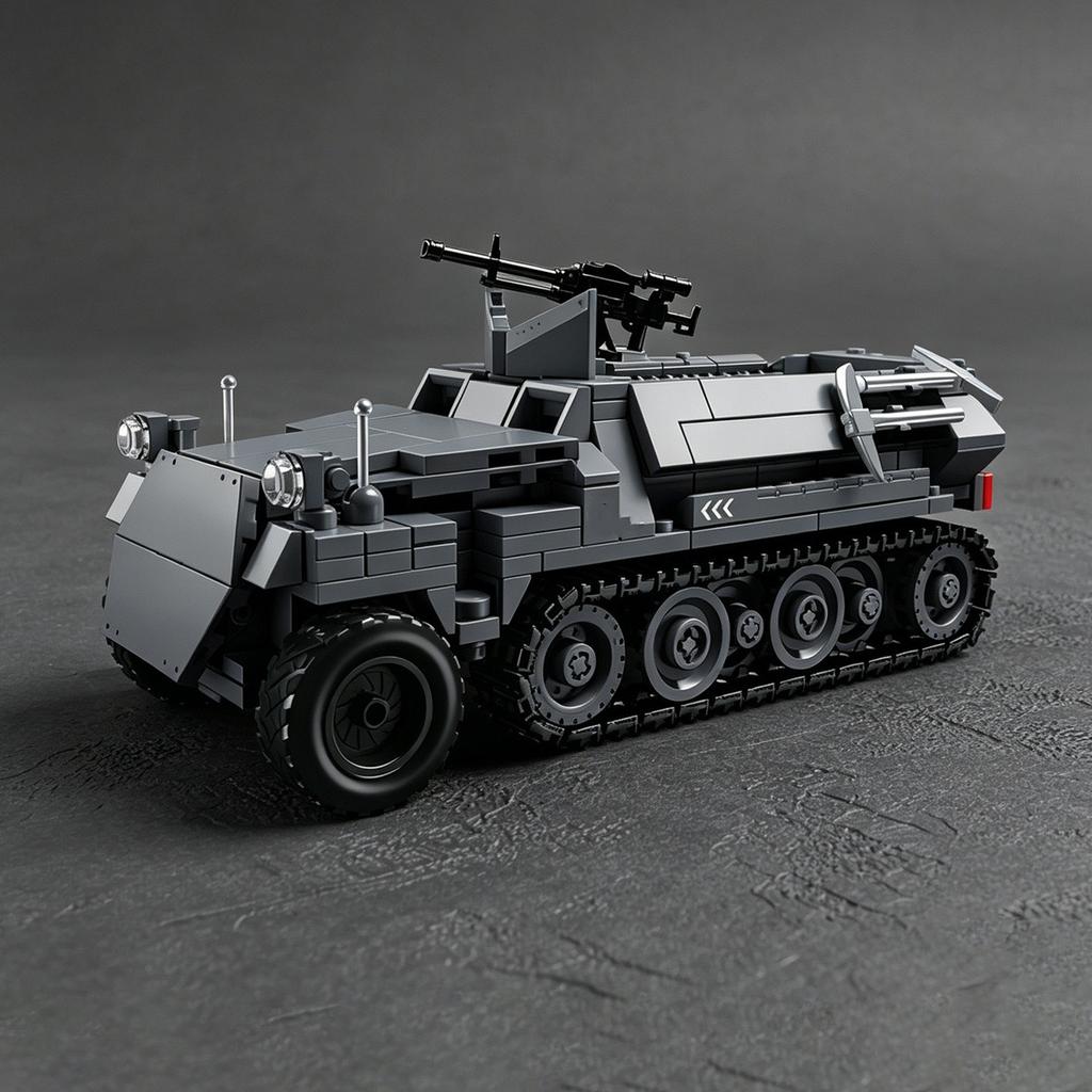 MOC Figurine“Stuka on Foot” (Stuka Zu Fuss) Build-It-Yourself Tank Model: SdKfz 251/1 Half-Track Armored Vehicle Toy