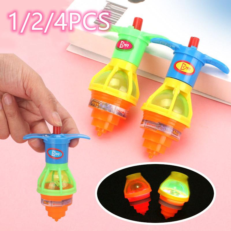 Light Up Spinning Tops Luminous Colorful Top Ejection Toy Classic Gyroscope Novelty Bulk Toys Party Favors For Kids Children