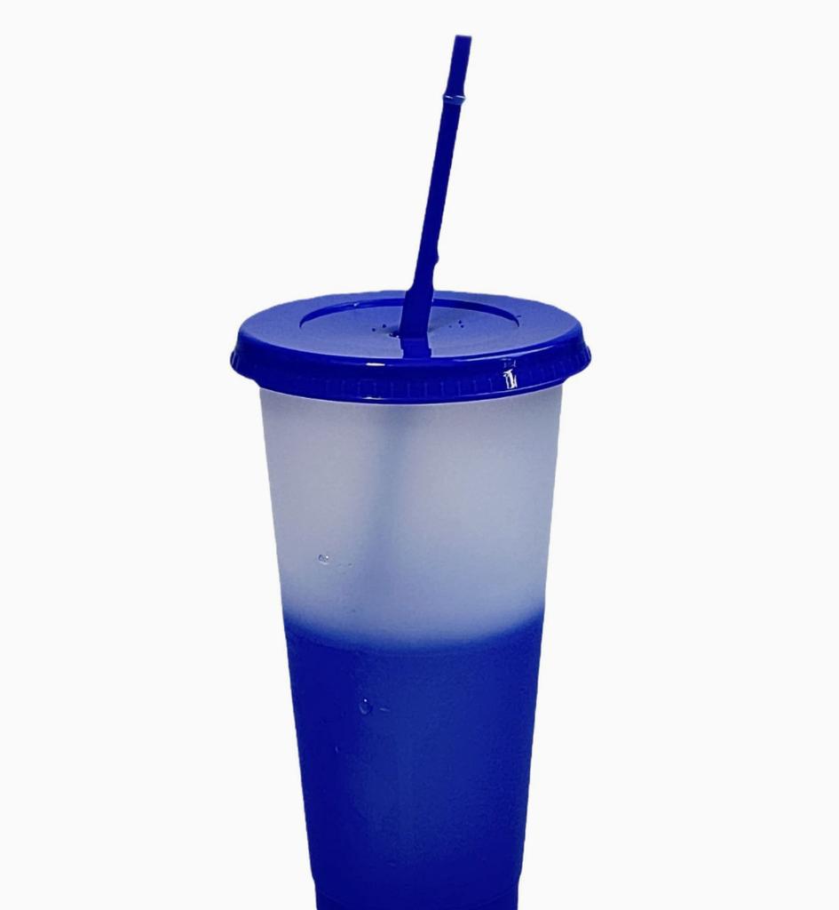 Eco-Friendly Cold-Sensitive Color-Changing Large-Capacity PP Plastic Cup with Straw for Party Use Set of 10