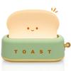 Plastic Adorable Toast Night Lamp for Kids | Rechargeable LED Bedside Light with Smiling Face | Cute Desk Lamp for Bedroom, Nursery, Study