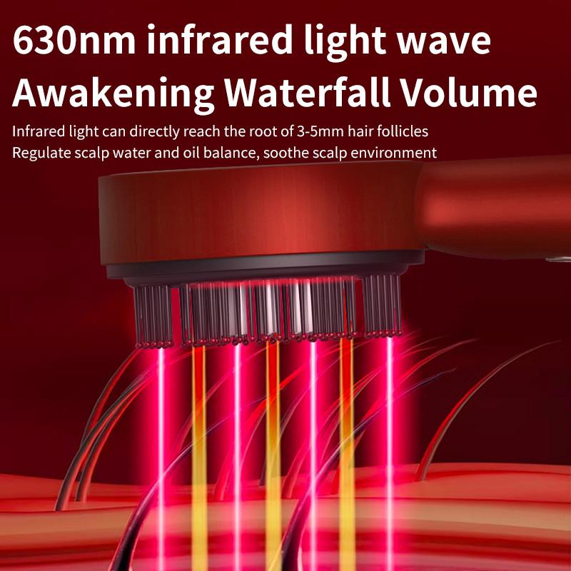 3 Modes Portable Hair Follicle Red Light Laser Comb Multifunctional Head Essence Oil Applicator Electric Massage Comb