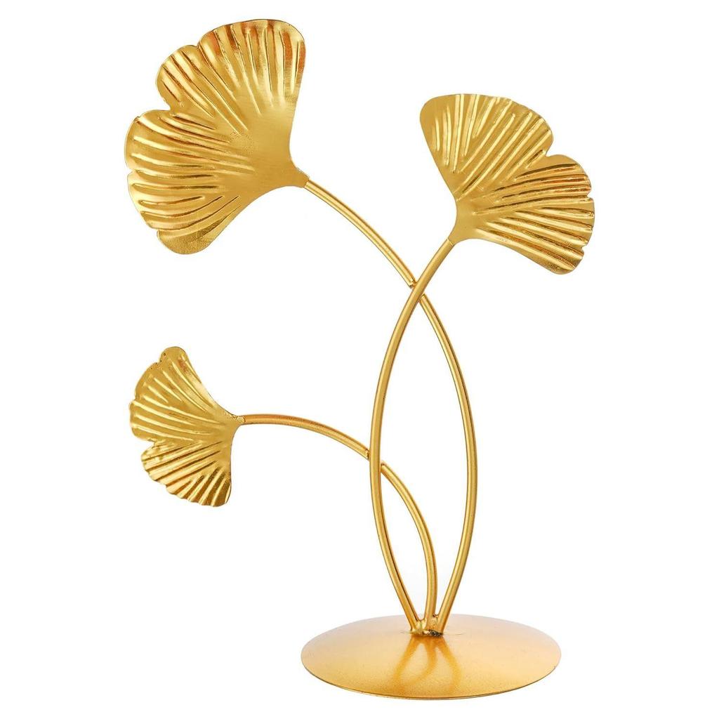Premium Iron 3 Leaf Shape Decoration Table Stand for Home and Living Room Decor - (7.8 Inches, Gold)- Decorative Items for Home Decor