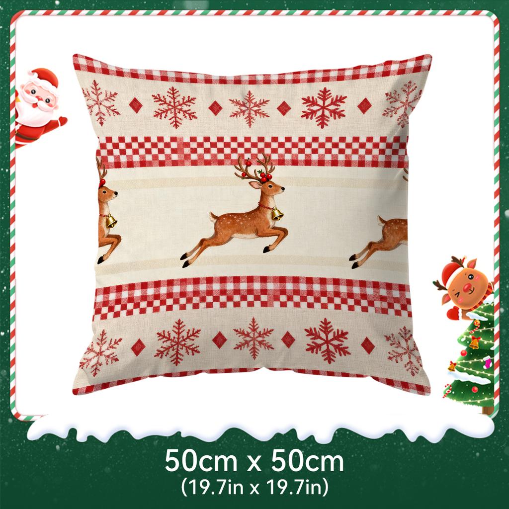 Plaid Christmas Deer Pillowcase Printed Polyester 40/45/50Cm Throw Pillowcover Decorative Sofa Cushion Pillowslip Home Decor