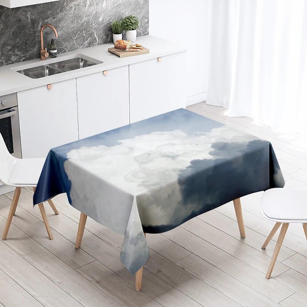 Blauer Himmel weiße Wolke Tischdecke Cumulus Antifouling wasserdicht rechteckige Küche Tisch Home Dekoration
