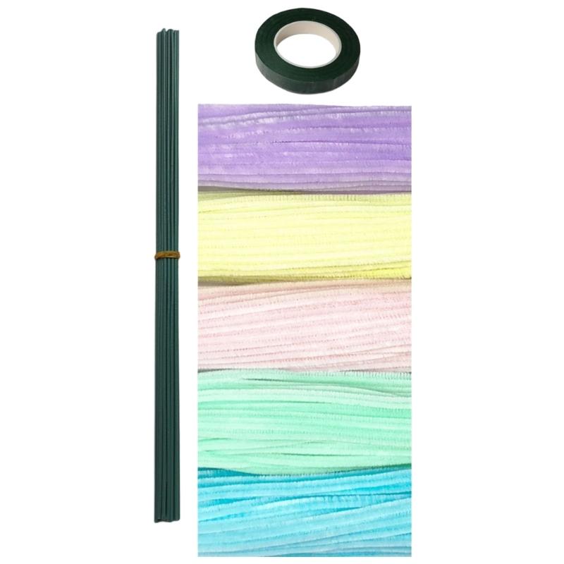 500Pcs Pipe Cleaners Craft Stems with Iron Wire and Tape for Art Craft Colored Stems Pipe Cleaners for Home Decoration