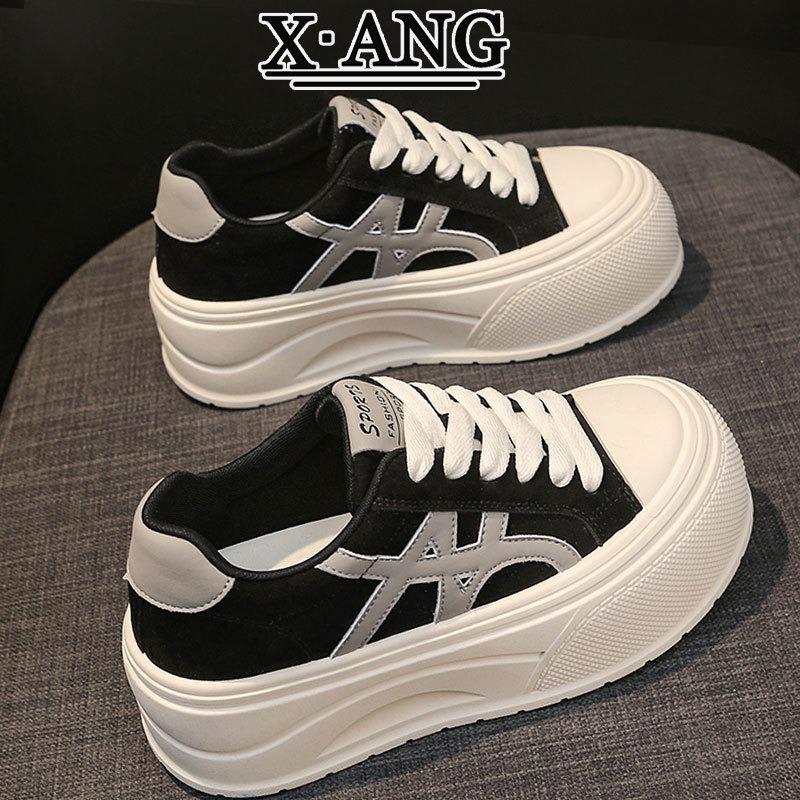 sponge cake thick-soled cm height-increasing women's shoes leather board shoes new autumn little white shoes children's casual sports shoes