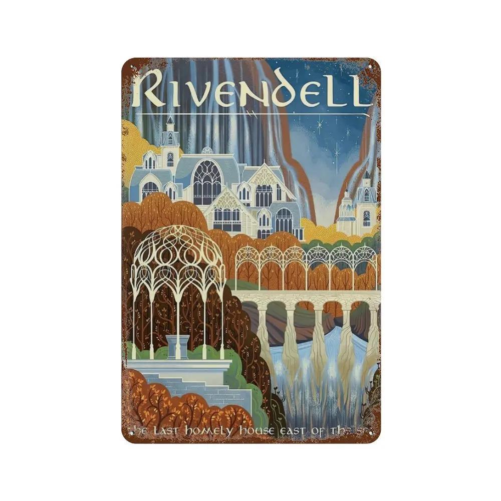 Abstract Ring Retro Travel Poster Metal Tin Sign Plaque Vintage Film Mordor Castle Lord Magic Kid Bed Room Home Wall Decor