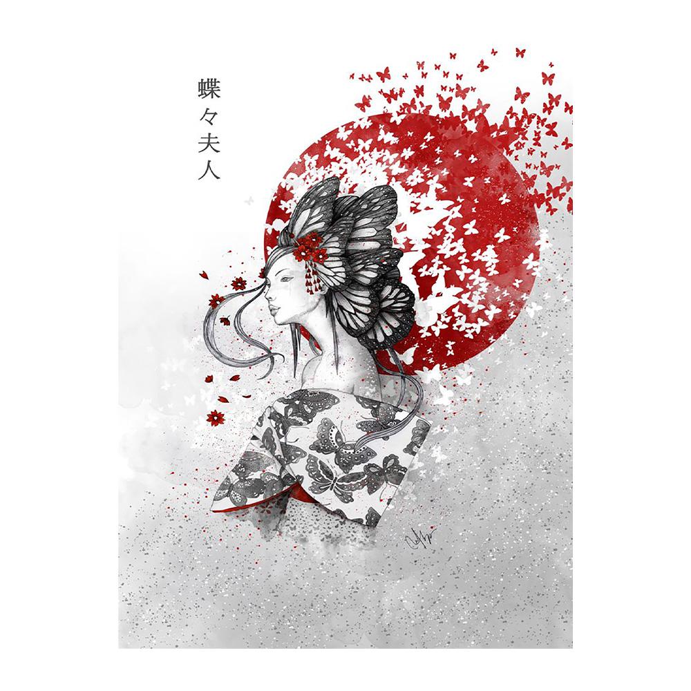 Japanese Zen Ink Painting Art Posters Canvas Paintings Samurai Moon Koi Maid Kanji Wall Art Prints Decoration Kawaii Room Decor