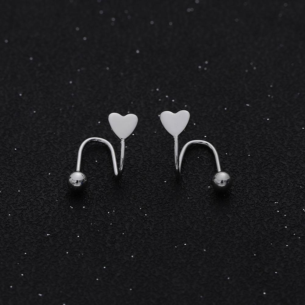 2pc/set Ins Heart Ear Cuff Earrings  for Pierced Ears Women  Fashion Jewelry New Spiral Heart Star Earrings