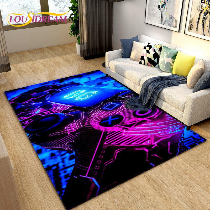 Cartoon Gamer Game Controller Area Rug Large,Carpets Rug for Living Bedroom Sofa Doormat Decoration,Kids Play Non-slip Floor Mat