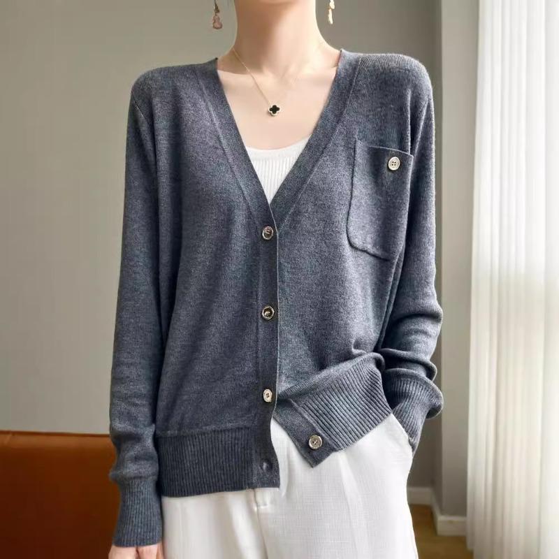 Long Sleeve Knitted Cardigan Women's Short Jacket Sweater High Design Niche Loose Thin V-Neck Top