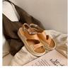 Grape mother same style fashionable casual versatile Roman style one-word buckle with straw sandals round head contrasting color open-toed sandals