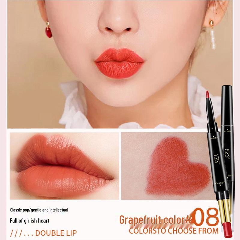 YZS Double-Headed Lipstick & Lip Liner: Matte, Long-Lasting, Retractable Design. Lipstick 2g + Lip Liner 0.25g