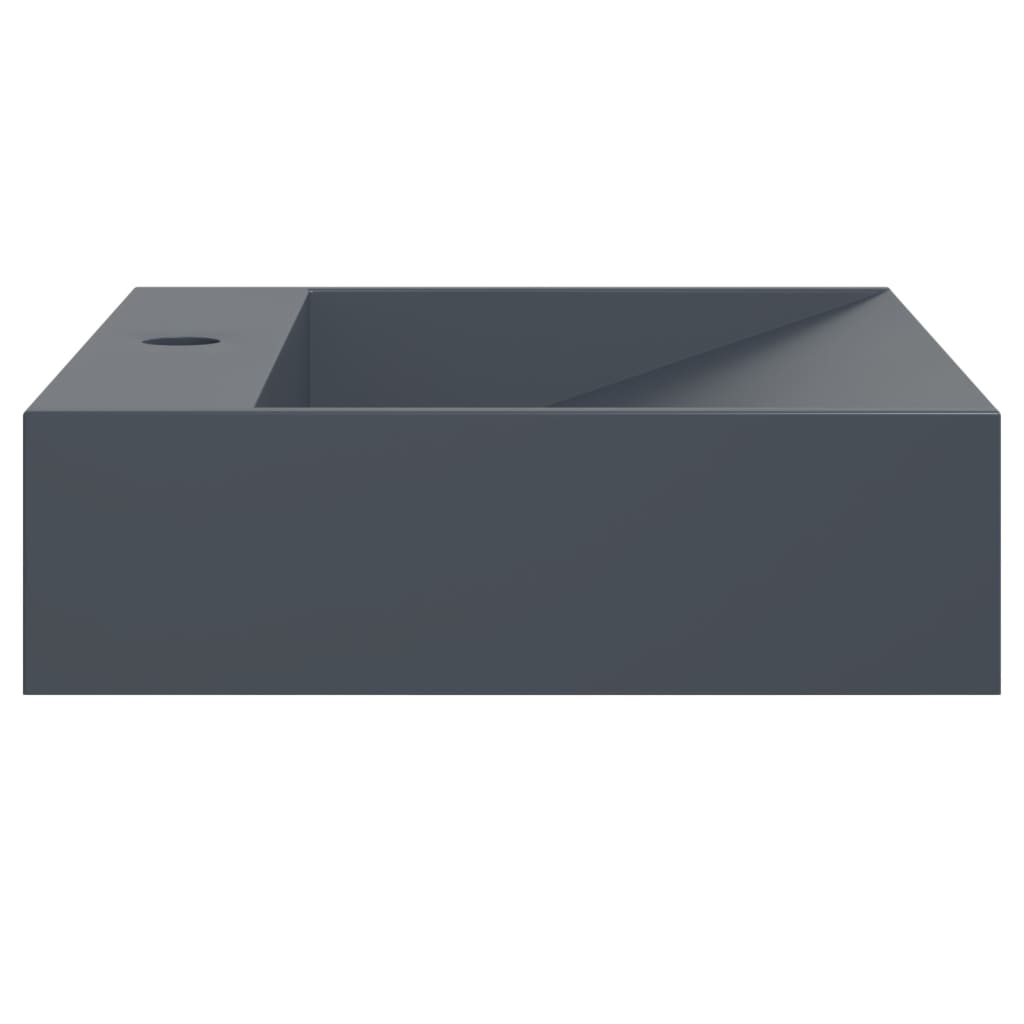 Washbasin 50 X 38 X 11 Cm Mineral Cast Marble Cast Anthracite