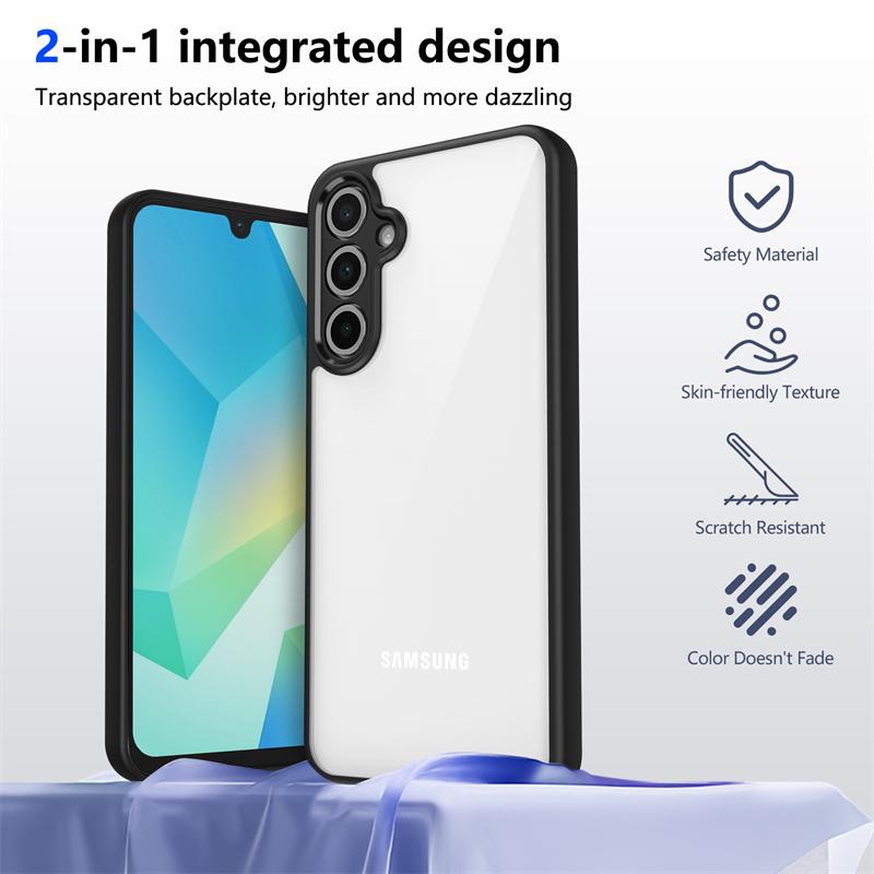 Luxury Transparent Case For Samsung Galaxy A16 A26 A36 A56 5G M16 M56 F16 A06 Soft Frame Lens Protector Clear Hard PC Back Cover