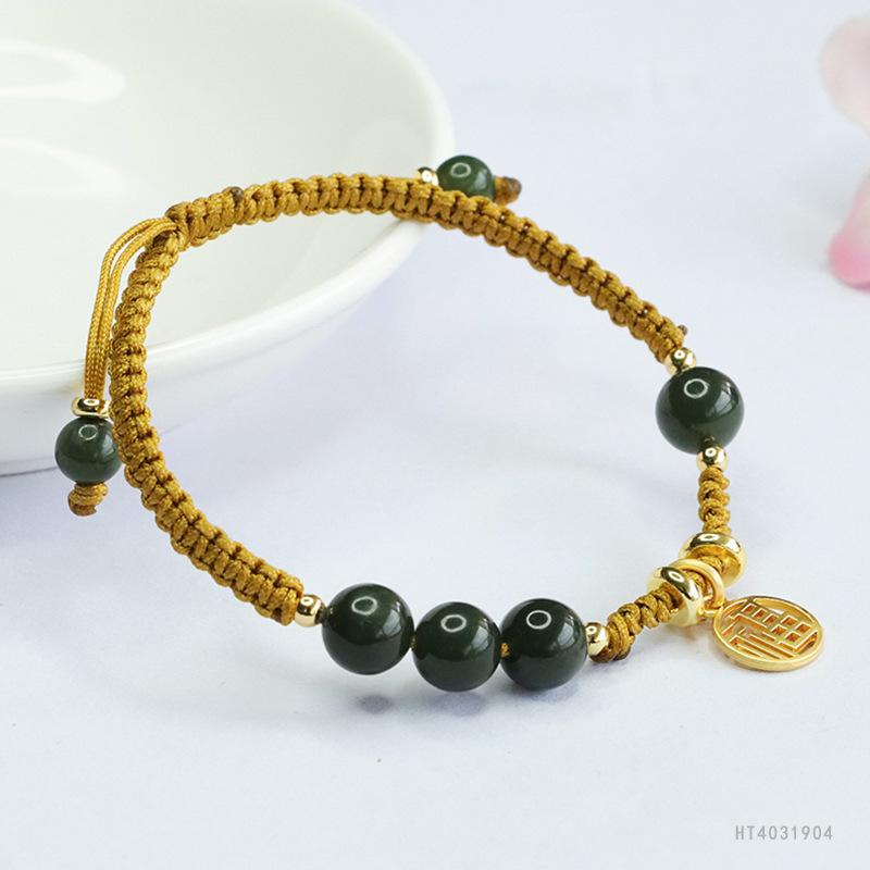 2026 ximang Hetian Jade Green Carrying Strap Ball Bracelet Factory Generation S4031904 Multi approx. 7mm