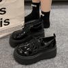 Fashion JK Uniform Shoes Women New Black Small Leather Shoes Platform Loafers Girls' Japanese Style College Style Lace Up Oxford Shoes