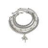 Hip-Hop Personality Four-Pointed Star Bracelet for Men Trendy Fashion Niche Pearl Braided Chain Bracelet Men's Jewelry