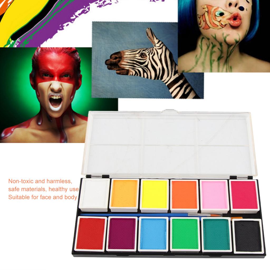 12 Colors Body Face Paint Water‑Based Halloween Party Ball Game Fan DIY Fancy Makeup Pigment