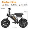 Electric Bicycle Urlife T16 500W Motor 16" Fat Tire Fully Suspended Adult Electric Bike 48V 13Ah Dual Disc Brakes 7 Speed Max Load 120Kg