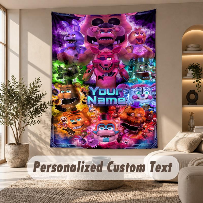 Five Nights At Freddy’s Tapestry, Personalized Custom Text, Wall Hanging Tapestry For Living Room Home Wall Decor